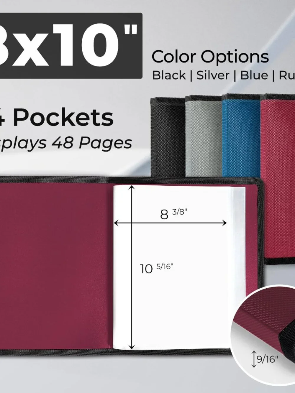 Dunwell Photo Album 8x10 (Ruby) with Black Mounting Paper, 8 x 10 Photo & Art Po